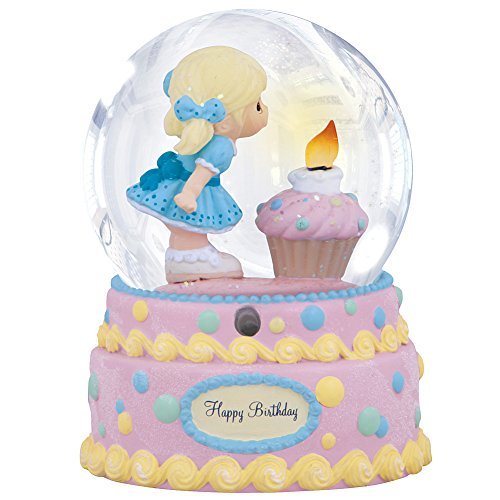 Precious Moments Happy Birthday Candle Lighted Musical Water Globe Wind-up