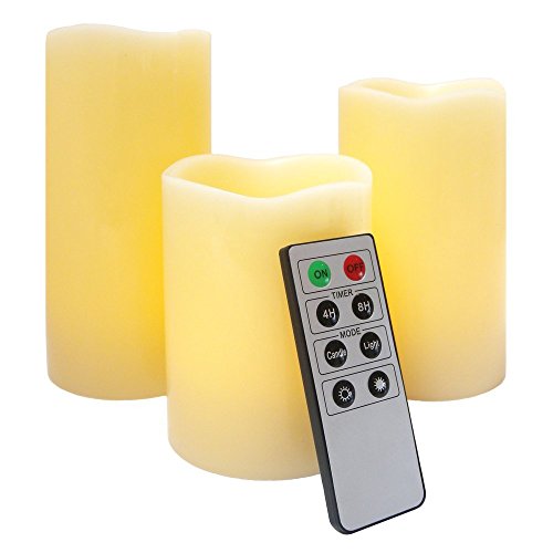 LED Candle Light IPRO Flameless Candles Battery Operated-LED Pillar Candles with Remote Control 8 Key Timer-3 Candles 3 45 6 Yellow Lighting
