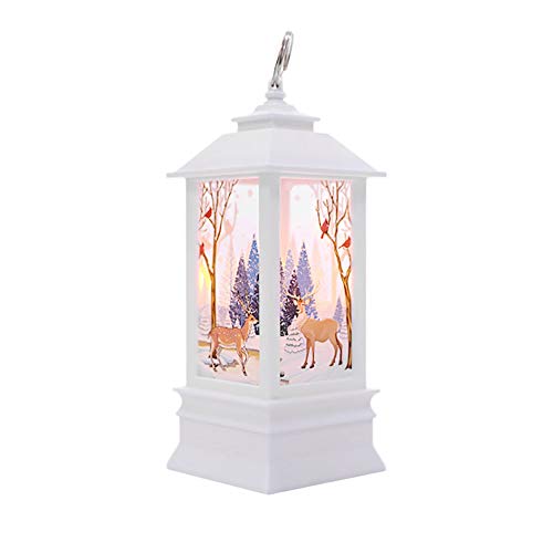 Juesi Christmas Candle Lantern Hanging LED Candle Light Lighted Snow Globe Lantern Holiday Home Indoor Outdoor Elk Santa Claus Snowman Angel Decoration Lamp Ideal Gift