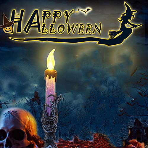 Juesi Halloween LED Flameless Candle Light Scary Skull Base Skeleton Ghost Hand Table Lamp Indoor Outdoor Tabletop Lighting All Saintss Day Home Decoration Party Prop