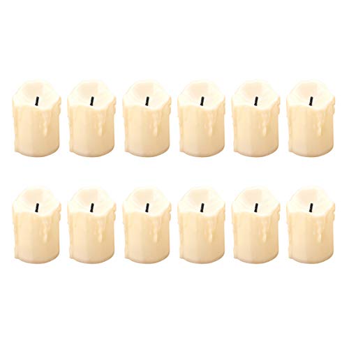 OSALADI 12Pcs LED Candle Light Simulation LED Electronic Candle Light Lamp for Wedding Birthday Party Favors Yellow Light Beige