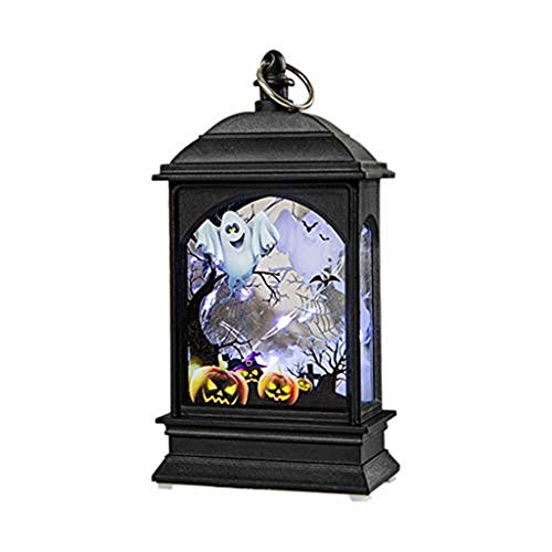 Portable Halloween Props Pumpkin Candle Light Lamp Door Room Decoration Painting LED Lantern for Halloween Party Home Indoor Holiday