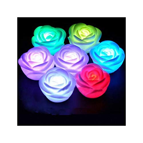 Wonderful Life 1Pc Rose Flower Led Light Night 7 Colors Changing Candle Light Lamp Romantic for Wedding Bar Party Chinese Valentines Day Decor