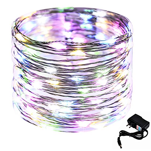 CrazyFire 33ft10m Starry String Light 100 LED Copper Wire Star Fairy Light DIY Home Decorative Light with DC Power Adapter for Indoor Christmas Halloween Party Wedding Patio Garden-Multicolor Light