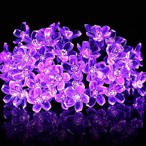 Solar Fairy String Lights 23ft 50 Led Purple Blossom Decorative Gardens Lawn Patio Christmas Trees Weddings