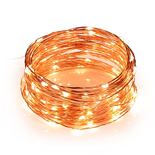Toplus LED String Lights Waterproof Fairy String Lights 100 Leds 33ft Starry String Lights USB Powered Copper Wire Lights for Bedroom Patio Party Wedding Christmas Decorative Lights Warm White