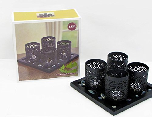 6PC LED Candle Garden Set w Tray Marble Great for Valentine Romantic Spa PartyWedding decoration or Holiday Gift