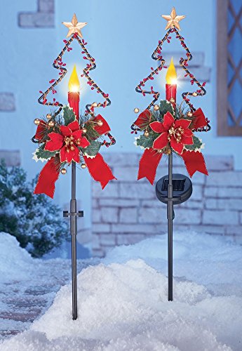 Solar Christmas Candle Garden Stakes - Set of 2