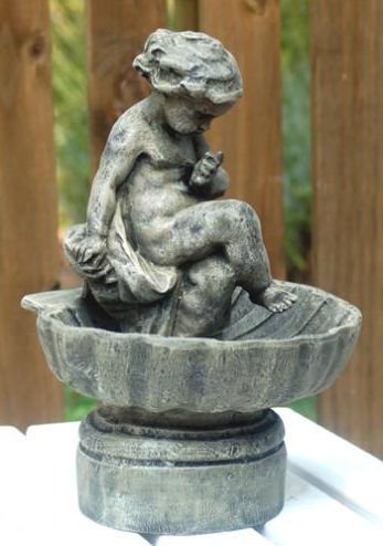 Ladybug 88126M Cherub Fountain - Moss