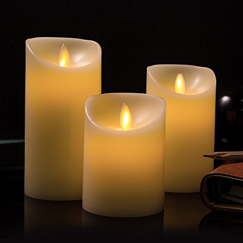 Tjfec Battery Powered Led Electric Candles Ivory Set Of 3