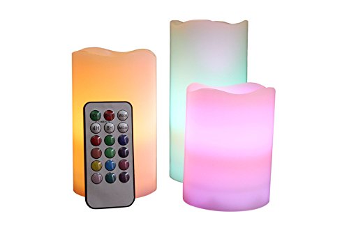 Candle Choice-IndoorOutdoor Weatherproof Color Changing Set of 3 Candles with Remote and Timer