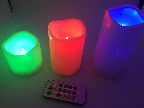 Flameless Candles 12 Color Outdoor Indoor Color Changing Candles with Remote Control Timer 3 Pack