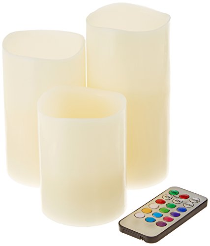 Flameless Color Changing Candles 3 candles that mimics a real candles with Remote Control Timer Made With Real Wax