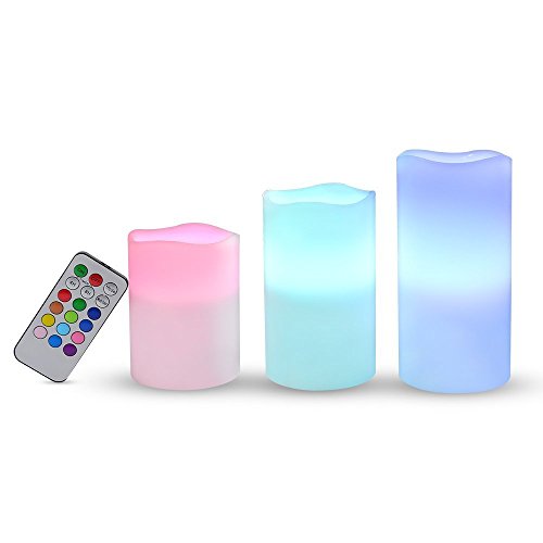 Ohuhu Flameless Weatherproof Outdoor And Indoor Color Changing Candles With Remote Controlamp Timer 3 Pack