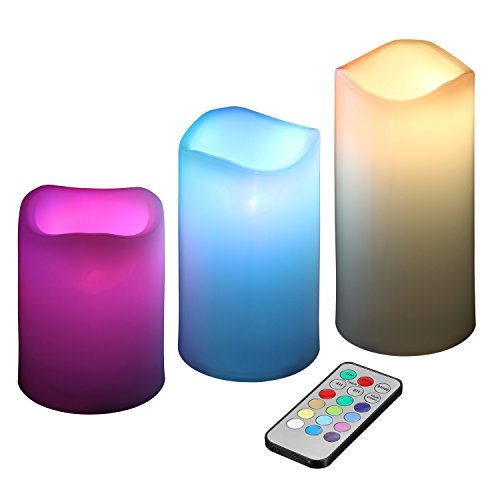 Ollieroo 3pcs Flameless Led Candle Lights 12 Color Changing With Remote Control And Timer For Wedding Party Christmas