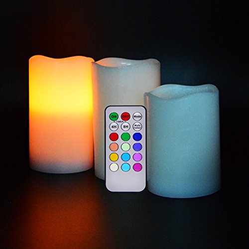 ShineMeÂLED Color Changing Candle Lights Timing Cordless Candle Electric Candles with 10 Keys IR Remote Control Lights Decorated Flameless Multi-purpose Lamps Event Festival Parties Light for Pub KTV Bedroom Indoor&Outdoor with Romantic&Comfortable Atmos