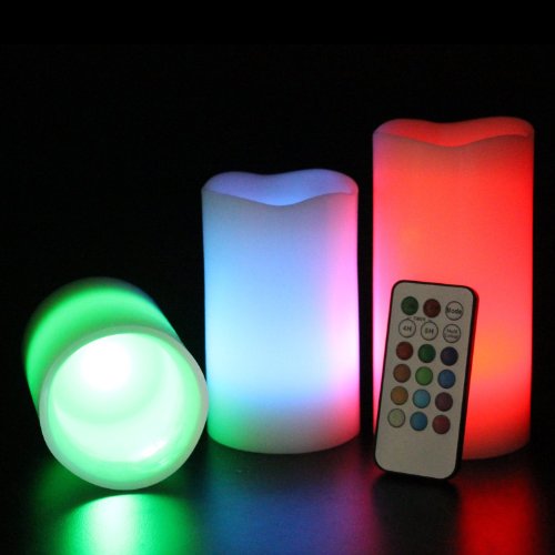 ZHOLÂ 3 Weatherproof Outdoor and Indoor Color Changing Candles with Remote Control Timer Party articles