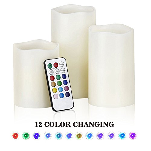 Electric Flameless Pillar Candles Set Led Flickering Battery Operated Candles With Multi Function Color Changing