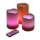 Primogiorno Battery Operated Roseo Flameless Color-changing LED Candle Light Set With Remote Control Timer Feature Set of 3 Creating Romance Atmosphere WYour Lovers