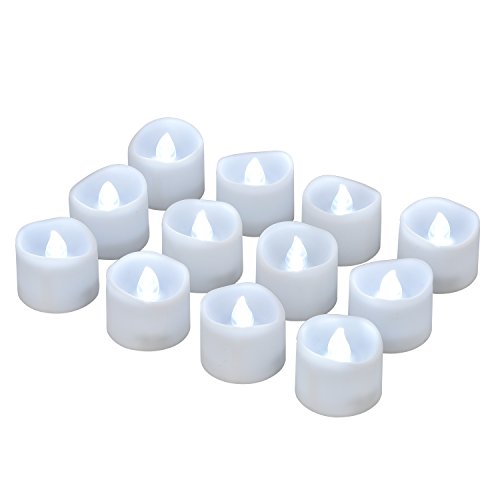 Flameless Candle eLander™ With Timer Function LED Tea Lights Candles- 12 Cool White Flickering Flameless Tealight with Timer 6 Hours on and 18 Hours Off in 24 Hours Cycle Battery Powered