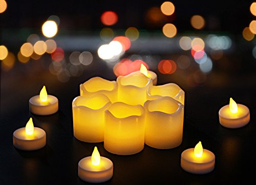 Flameless Candles Battery powered Unscented Real Wax Real Flickering Flameless LED Tea Light Candles for Wedding Parties - 12 pack - Homewill