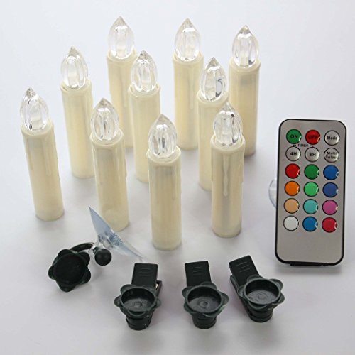 StillCool 12 Colors Flameless LED Taper Candles Battery Operated with Remote Timer Flickering Light Suitable for HomeVotiveWedding DecorChristmas DayParties Ivory White 10pcs  1pcs Remote