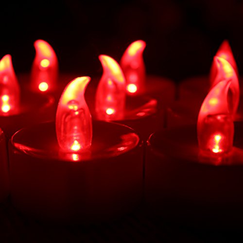 Tbw Flameless Tea Lights Votive Candles With Tea Light Wraps - Red Flickering Tealight Led Candles Battery Powered