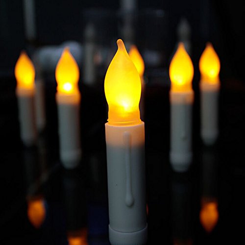 12PCS LED Flameless Taper Candles Awkli Yellow Flickering Light bulbs Taper Candles Battery Operated Pillar Candles for Home Decor BirthdayChurchesPartiesBatteries Not Included 45H x 08D