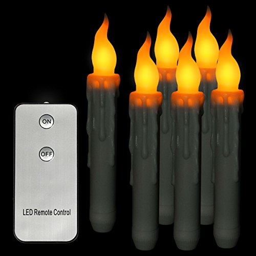 Micandle Set of 6 Led Taper Candles With Remote ControlAmber Flickering Flameless Candles For Christmas DinnerBattery not Includedps