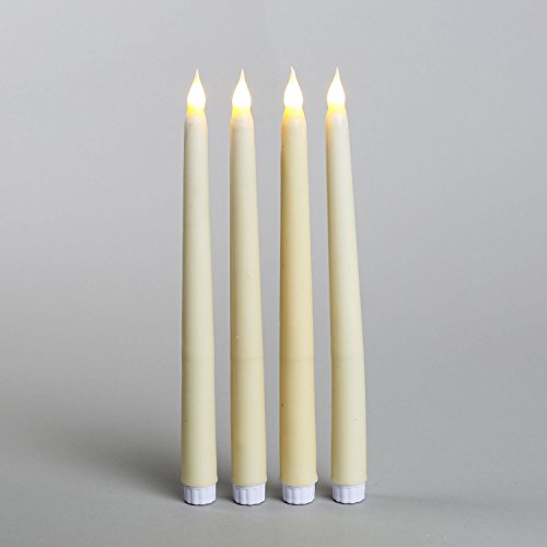 Set Of 4 Smooth Ivory Wax 10&quot Led Flameless Vigil Battery Taper Candles
