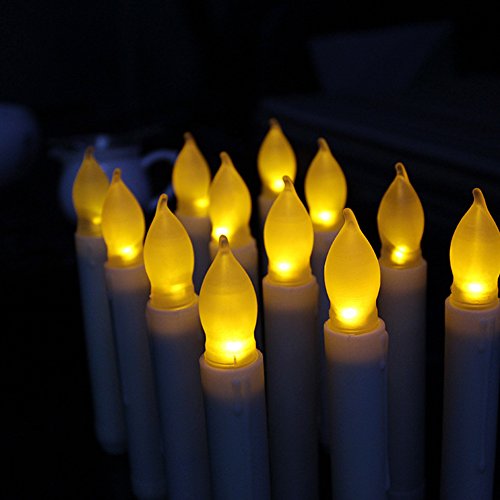 Set of 12 LED Flameless Taper Candles ONEPACK Wax Dipped Flickering Light bulbs LED Battery Timer Taper Candles for Home Decor Birthday Churches Indoor PartiesBatteries Not Included Large