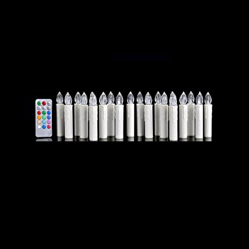 Xgunion LED Flameless Taper Candle Lights with Remote Multicolor 20 Pieces
