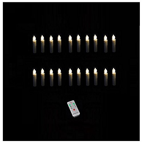 Xgunion LED Flameless Taper Candle Lights with Remote Warm White 20 Pieces