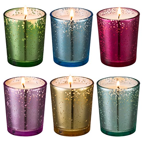 Leelife Scented Candles Soy Wax 6 Pack Gift SetMercury Glass Votive Candle for Weddings PartiesHome Decor and Home Fragrance Candle Gifts