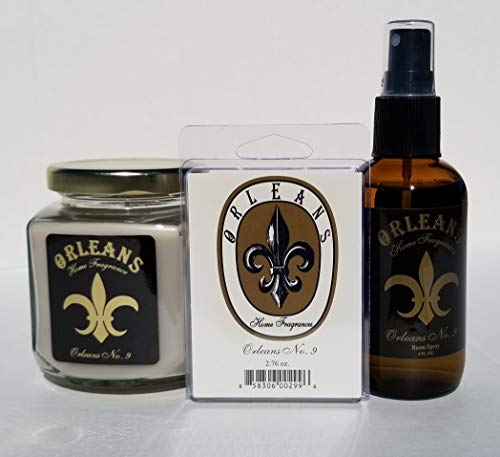 Orleans Home Fragrances Candle Bundle 9oz Candle Room Spray Wax Melt - No 9