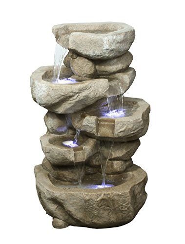 Glacier Rock Garden Fountain - Water Feature With Cascading Waterfall Poolsamp Led Lighting For Stunning Nighttime