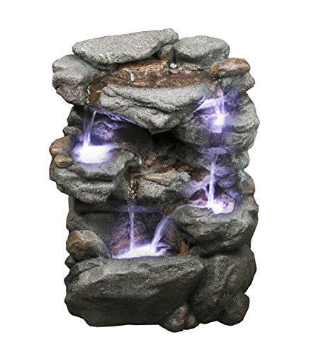 Virginia Rock Water Fountain - Stunning Garden Fountain With Cascading Pools And Led Lights Soothing Sounds And