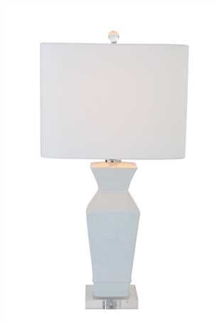 14-12 Square 28H Ceramic Table Lamp w White Linen Shade 100 Watt Bulb Maximum UL Listed