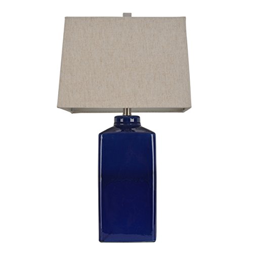 265-inch Square Ceramic Table Lamp in Blue Finish  150 Watt
