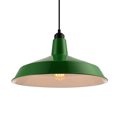 16 Pendant Light Industrial Metal Barn Pendant Light with DomeBowl Shade Nautical Pendant Light with Adjustable Cord in Dark Green