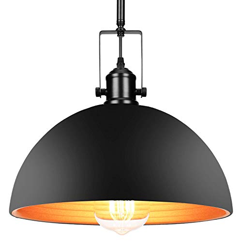 Industrial Barn Pendant Light with Bulb - UL Listed with 4 Hard Stems Adjustable Length Vintage Large Format Pendant Light