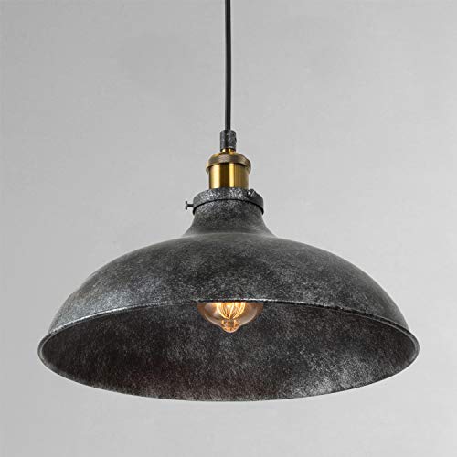 LNC Industrial Big Barn Pendant Lighting for Kitchen Island Farmhouse Pendant Light in Rustic Black Painted Finish W 142 x H 87