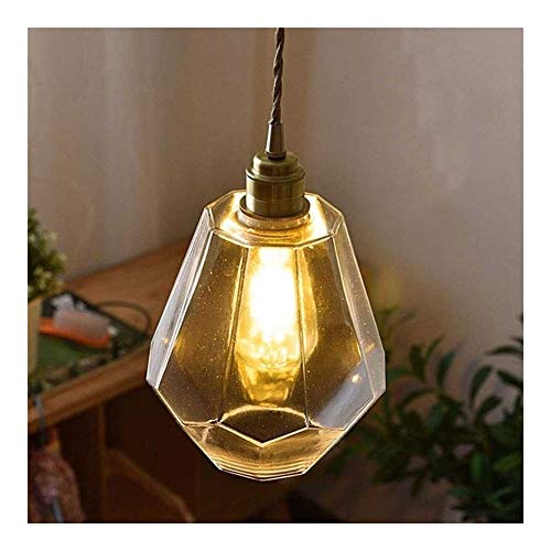 ZCCFEI Modern Simplicity Candlestick Nordic Art Bedroom Dining Room Lighting Suspension Light in Polyhedron Lantern Glass Chandelier Applique Golden Brushed Metal Porch Unique Bedroom Droplight