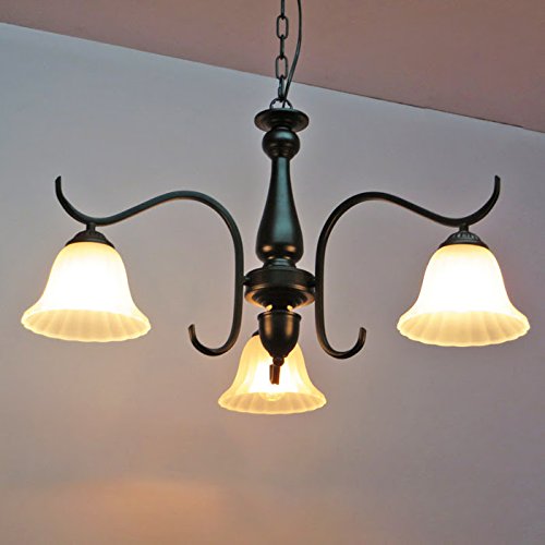 European Living Room Restaurant Chandeliers Black Dining Room Bedroom Ceiling Pendant Lamps 3 Heads Study Room Pendant LightsPumpkin Lampshade