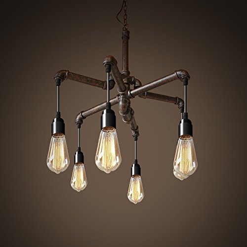 NATSEN Antique Chandelier Metal Hanging Light 6-Light for Dining Room Living Room Bedroom