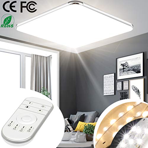 24W 18inch Dimmable LED Ceiling Light Fixture Flush Mount with Remote Control 2800-6500K Lighting Kitchen Bathroom Bedroom Dining Living Room