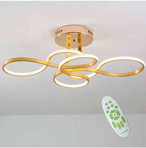 LED Ceiling Light Painting Finish ModernDimmable 3000K-6000K with Remote Control Flush Mount Painting Lighting FixtureGold Color Finish Chandelier LED 51W Acrylic for Living Room Bedroom Gold