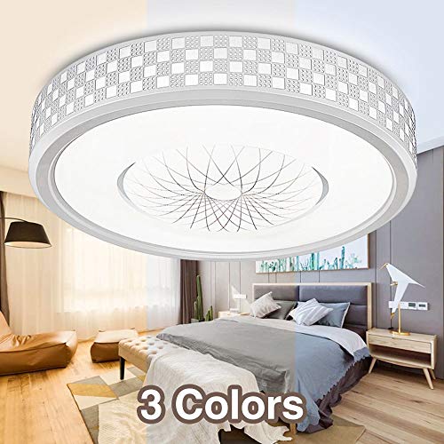 Neporal 30W Ceiling Fixture 3 Color Temperature Adjustable 16 Inch Flush-Mount-Ceiling-Light-LED Modern for Bedroom Study Living Room Kitchen 16 inch