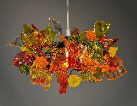 Chandalier - warm colored flowers and leaves - Pendant Lighting - Ceiling lighting for Bedroom Lighting - Kitchen Lighting - Dining Room Lighting - Bathroom Lighting ideas