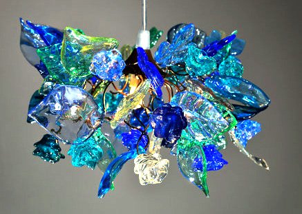 Lamp Shades - Blue tones flowers and leaves Ceiling Light for Bedroom lighting Home Hall Kitchen - Light Fixtures - Pendant lighting - Home Decor